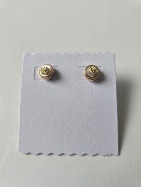 Gold Tone Pearl Center Stud Earrings - Women's Jewelry